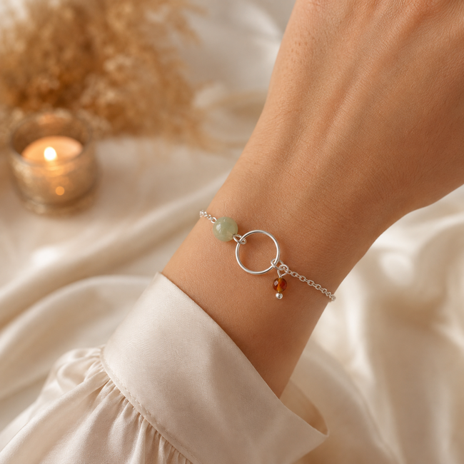 Armband Amazoniet Tijgeroog Edelsteen met Ring