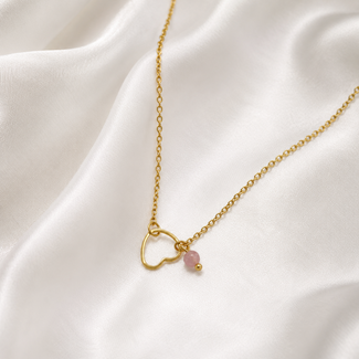 Ketting Toermalijn Edelsteen met Hartje Goudkleurig