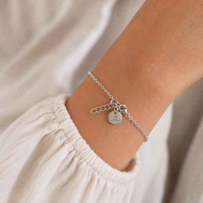 Armband Hartje Bedel Zilverkleurig Stainless Steel