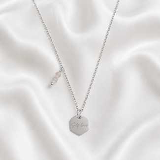 Ketting Rozenkwarts Self Love Zilverkleurig