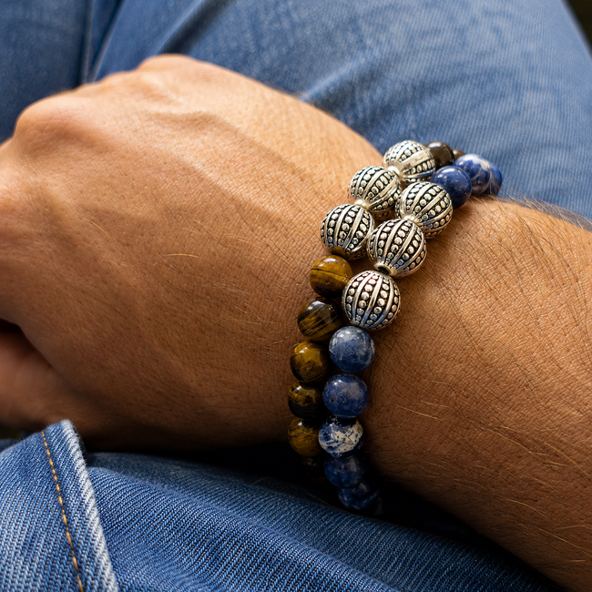 Armband Lavasteen 8 mm Kralen voor Heren