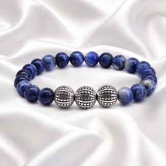 PuurSpirits Armband Sodaliet Edelsteen 8 mm Kralen voor Heren