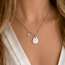 Ketting Maansteen Abstracte Vrouw Zilverkleurig