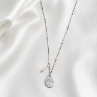 Ketting Maansteen Abstracte Vrouw Zilverkleurig