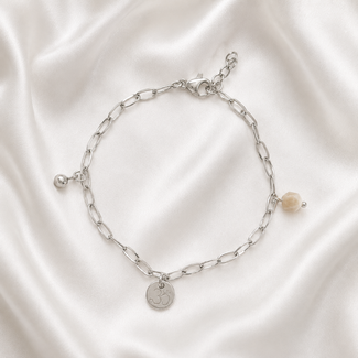 Armband Ohm Bedel Jade Edelsteen Zilverkleurig