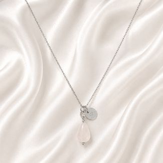 Ketting Jade Edelsteen Love Bedel Zilverkleurig