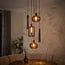 Hanglamp Rookglas Bruin Brons Metaal 5-Lichts - Serene