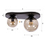 Plafondlamp Rookglas Bruin Brons Metaal 2-Lichts - Bubble