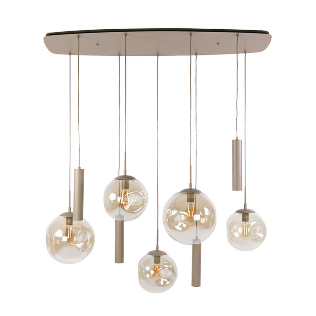 Hanglamp Amber Glas Beige Metaal 9-Lichts - Stellar