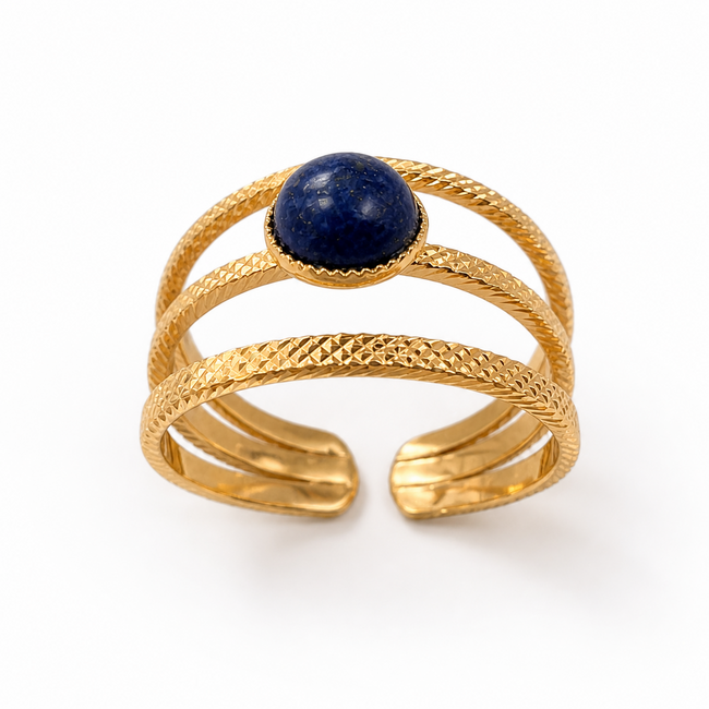 Ring Lapis Lazuli Edelsteen 24 Karaats Verguld