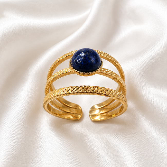 Ring Lapis Lazuli Edelsteen 24 Karaats Verguld
