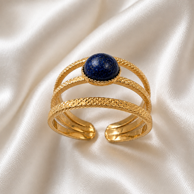 Ring Lapis Lazuli Edelsteen 24 Karaats Verguld