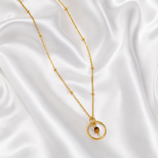 Ketting Tijgeroog Edelsteen Ring Goudkleurig