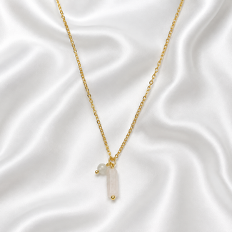 Ketting Rozenkwarts Maansteen Edelstenen Goudkleurig
