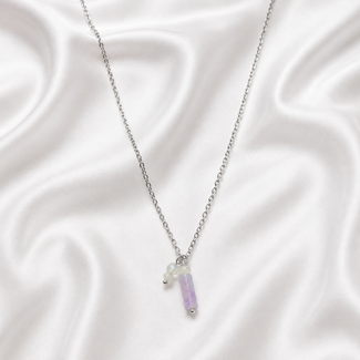 Ketting Amethist Opaliet Jade Edelstenen Zilverkleurig