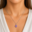 Ketting Amethist Edelsteen Rond Zilverkleurig