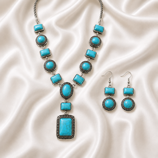 PuurSpirits Sieraden Set Turquoise Ketting en Oorbellen - Julia