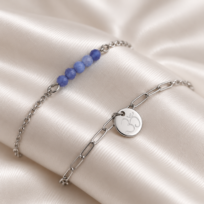 Armband Ohm Bedel Jade Edelsteen Zilverkleurig