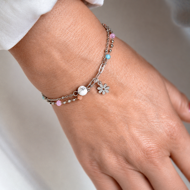 Armband Howliet Bloem Bedel Zilverkleurig