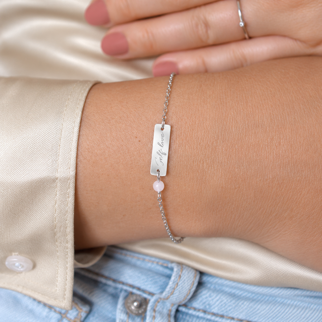 Armband Rozenkwarts Self Love Zilverkleurig