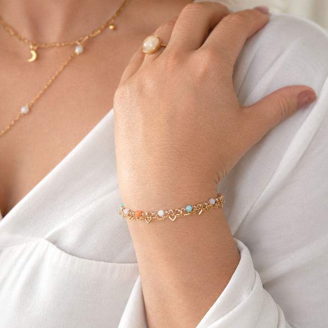 Armband Hartjes Schakel Goudkleurig