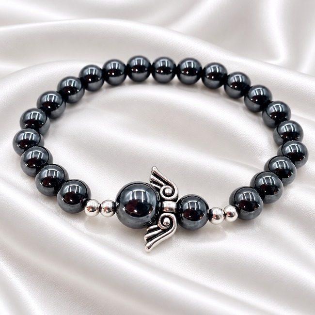 Armband Hematiet Engel Vleugels 8 mm Kralen
