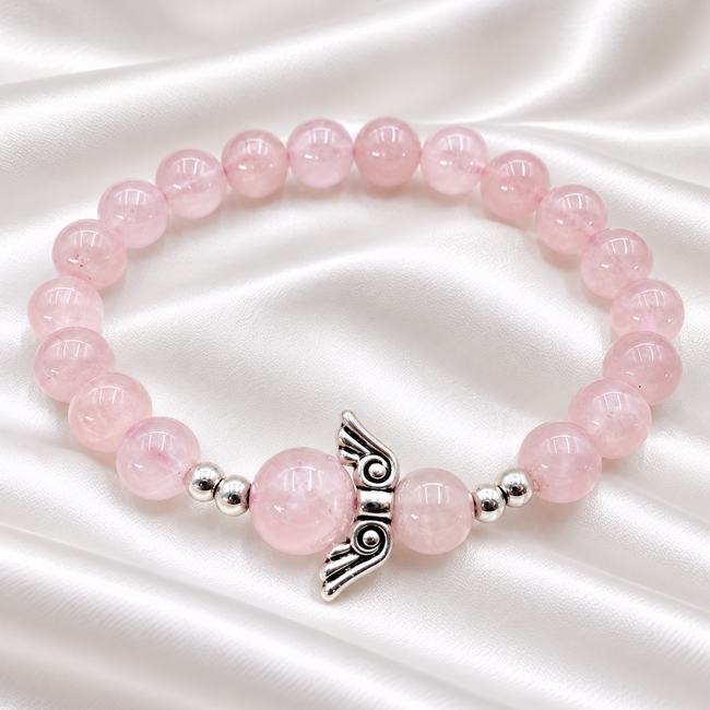 Armband Rozenkwarts Engel Vleugels Cadeaudoos