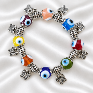PuurSpirits Armband Boze Oog Vlinder Bedel Elastisch