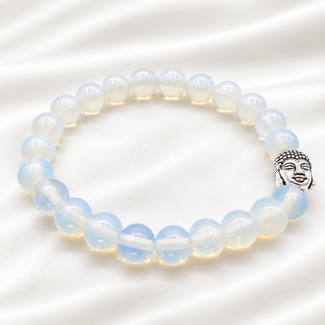 PuurSpirits Armband Opaliet Boeddhahoofd 8 mm Kralen