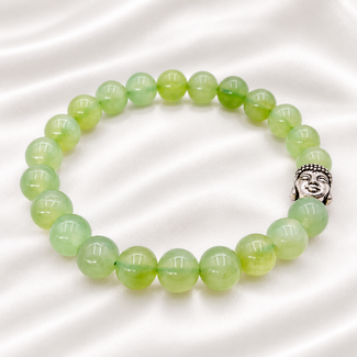 PuurSpirits Armband Groene Jade Boeddhahoofd 8 mm Kralen