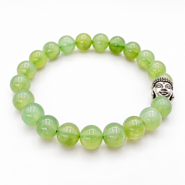 Armband Groene Jade Boeddhahoofd 8 mm Kralen