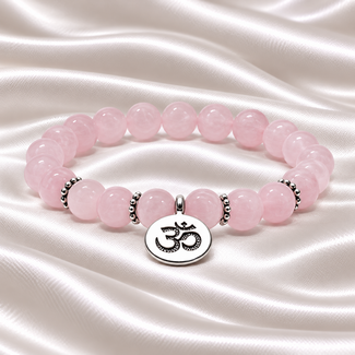 PuurSpirits Armband Rozenkwarts met OHM Bedel