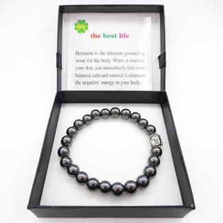 PuurSpirits Armband Hematiet Boeddhahoofd Cadeaudoos