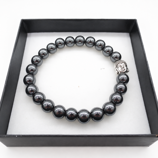 Armband Hematiet Boeddhahoofd Cadeaudoos