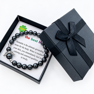 PuurSpirits Armband Hematiet Engelvleugels in Cadeaudoos
