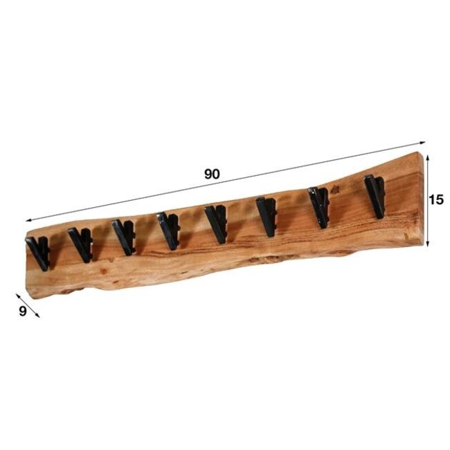 Wandkapstok 8 Haken Acaciahout - Edge