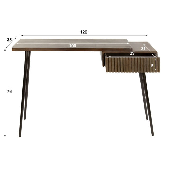 Haltafel Acaciahout Bruin 1 Lade - Carve