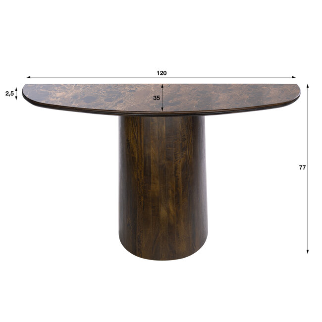 Haltafel Keramiek Bruin Mangohout - Empera