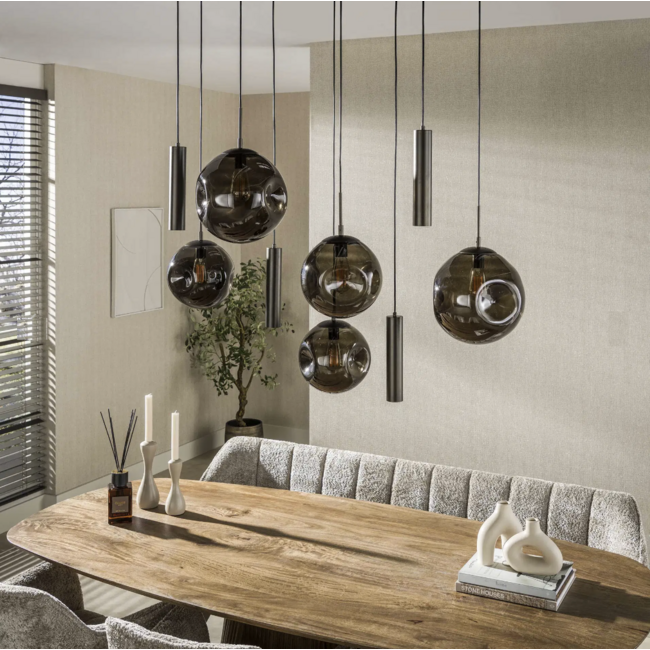 Hanglamp Rookglas Sienna Bruin 9-lichts - Stellar