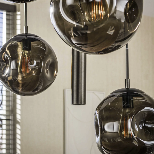 Hanglamp Rookglas Sienna Bruin 9-lichts - Stellar