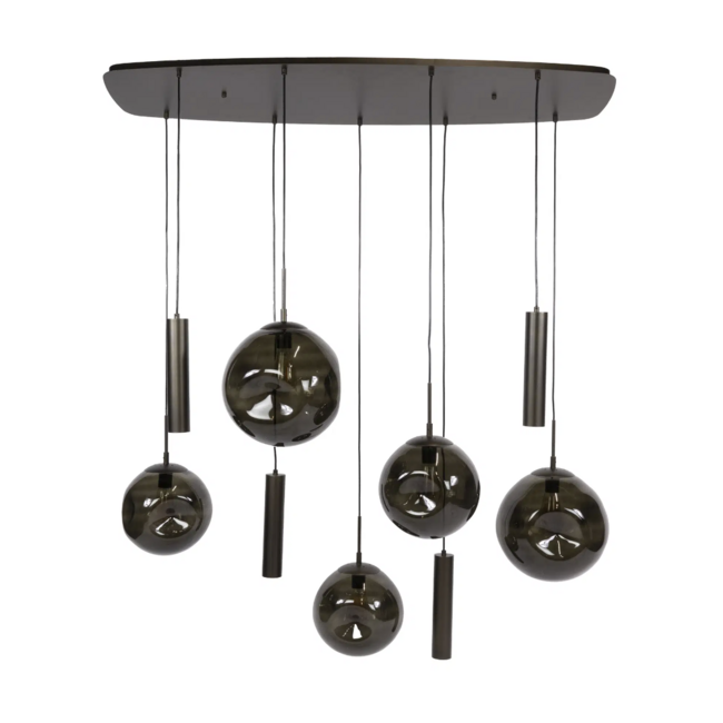 Hanglamp Rookglas Sienna Bruin 9-lichts - Stellar