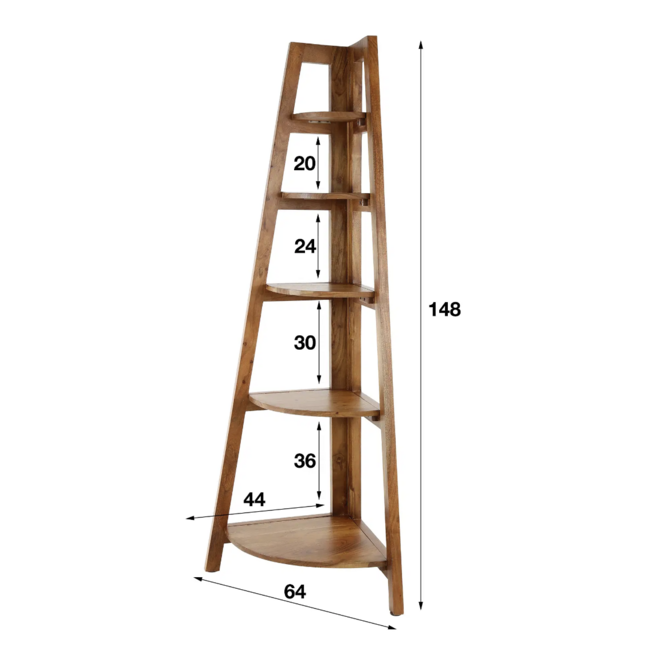 Ladderrek Acaciahout Naturel 5 Schappen - Angle
