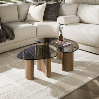 PS-Collection Salontafelset van 2 Bruin Rookglas Organisch - Veyra