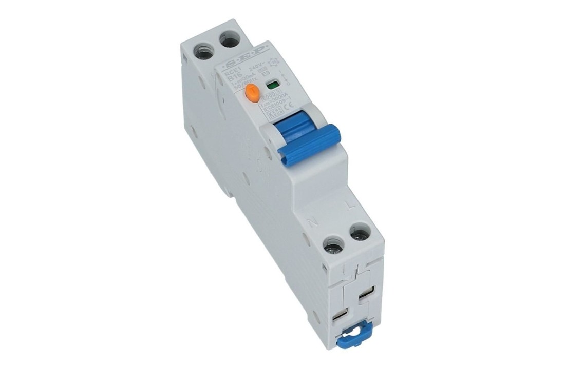 Aardlekautomaat B 16A 1 polig + nul 300mA 18mm 1 module