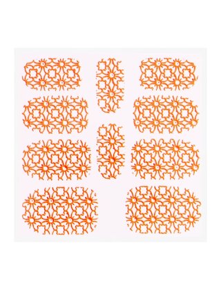 Metallic Filigree Sticker KOR-002 Neon Orange