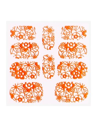 Metallic Filigree Sticker KOR-005 Neon Orange