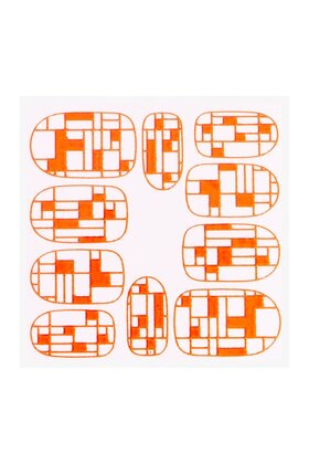 Metallic Filigree Sticker KOR-009 Neon Orange