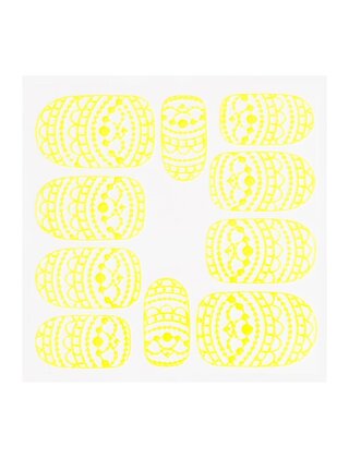 Metallic Filigree Sticker KOR-013 Neon Yellow