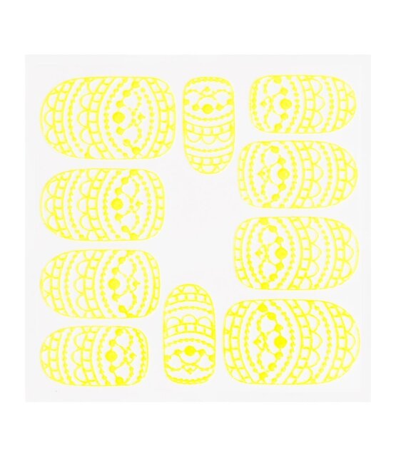 Metallic Filigree Sticker KOR-013 Neon Yellow