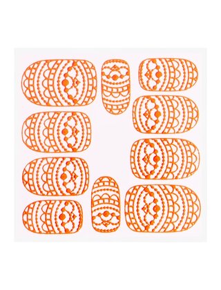 Metallic Filigree Sticker KOR-013 Neon Orange